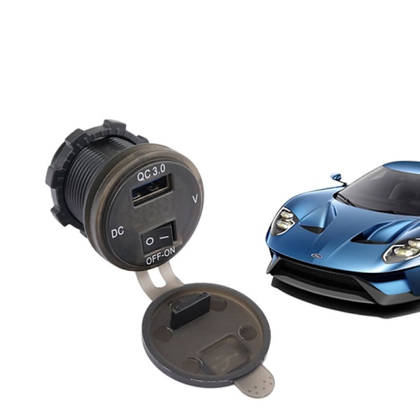 Voltmeter Switch Bilmodifikation Enkelt QC3.0 Blue Blue