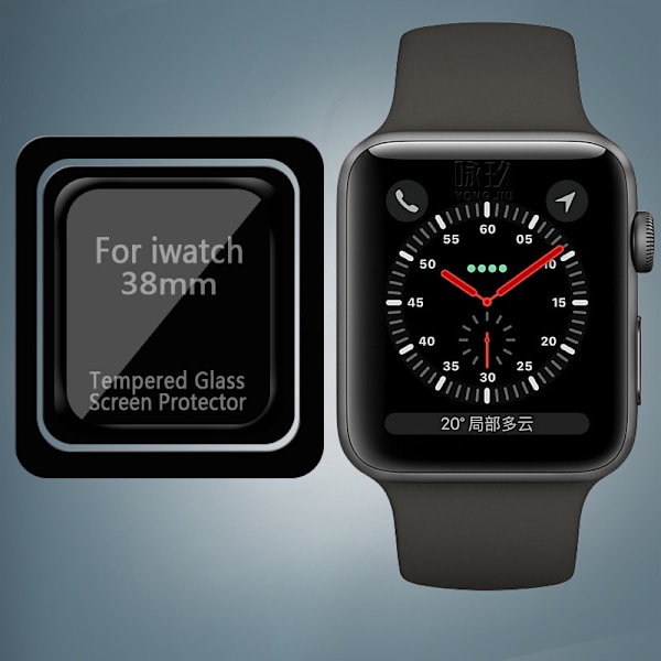 iWatch näytönsuoja, 2 pakkausta karkaistua lasia asennussarjalla 38 mm