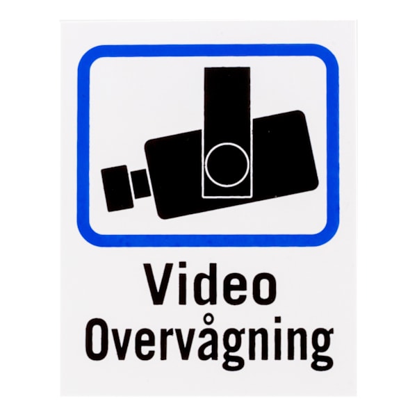 Danish TV/Video surveillance sign in plastic, 8x10cm, 2-pack