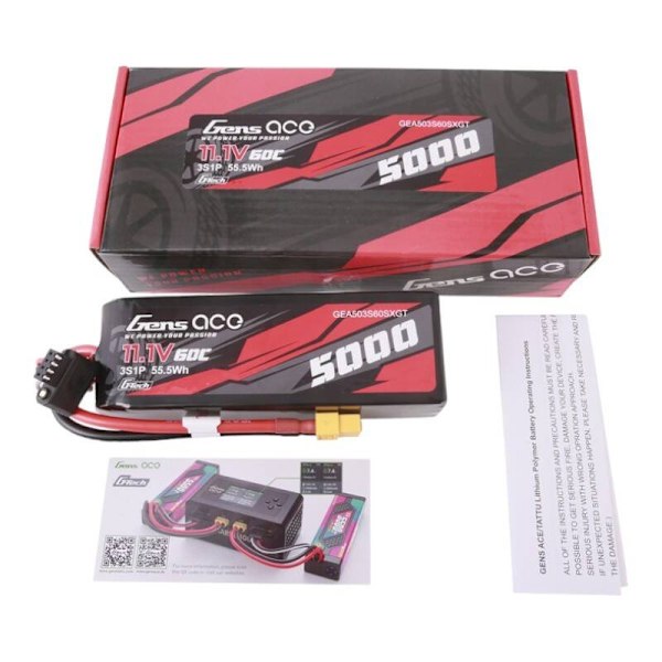 Gens ace G-Tech 5000mAh 11,1V 60C 3S1P Lipo med XT60-kontakt