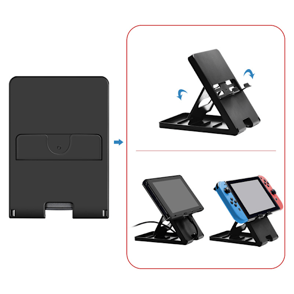 Tyylikäs musta jalusta Nintendo Switchille ja OLED-malleille