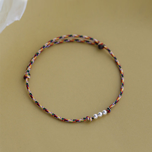 S925 Silverflätat armband Flerfärgad