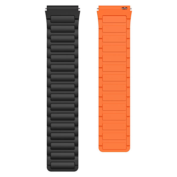 TY-22mm magnetiskt silikonarmband för 22MM urtavlor Svart+orange