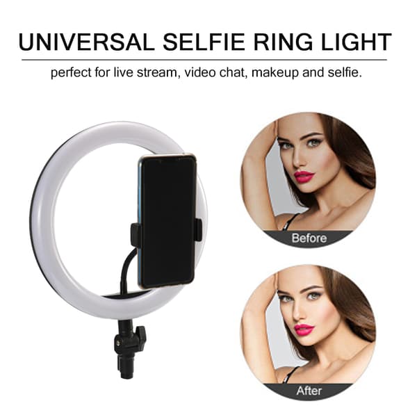 Selfie-ring med dæmpbare LED-lys - Sort