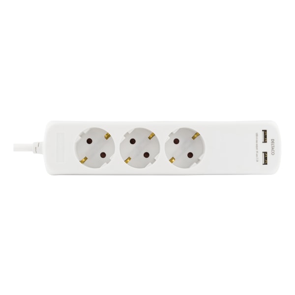 Power strip 3xCEE 7/3, 1xCEE 7/7, 1.5m cable, 2xUSB-A, white