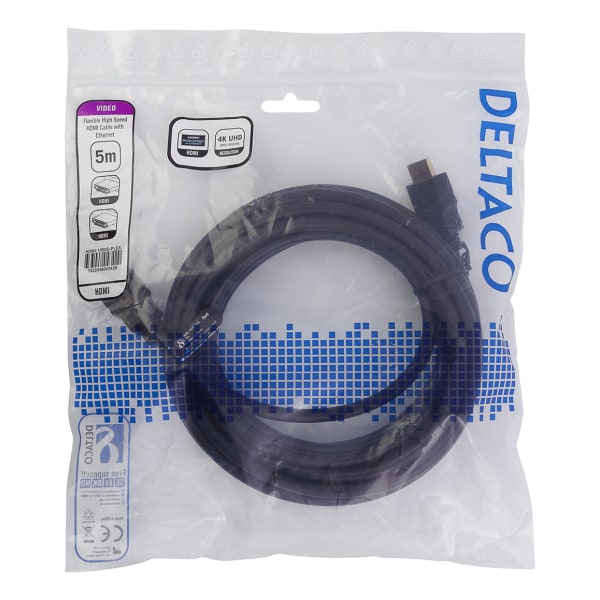 Flexible HDMI cable, 4K UltraHD at 30Hz, 5m, black