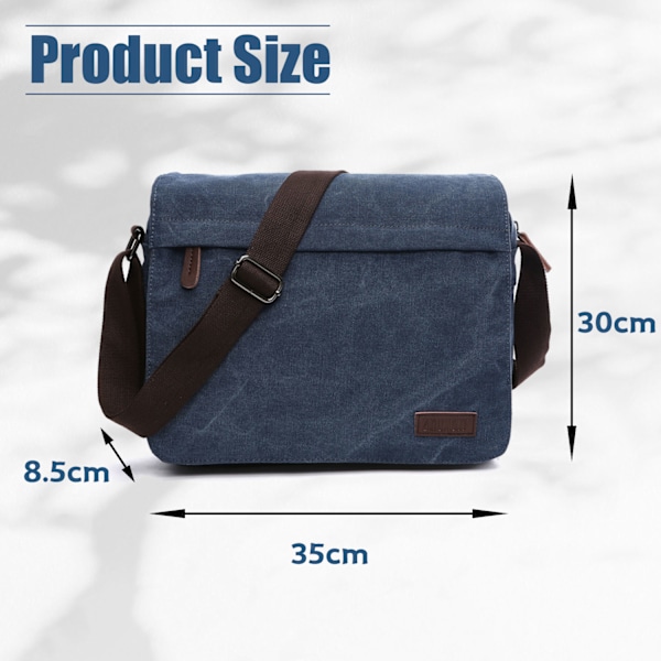 Messenger bag Crossbody väska i canvas och läder Mörkblå