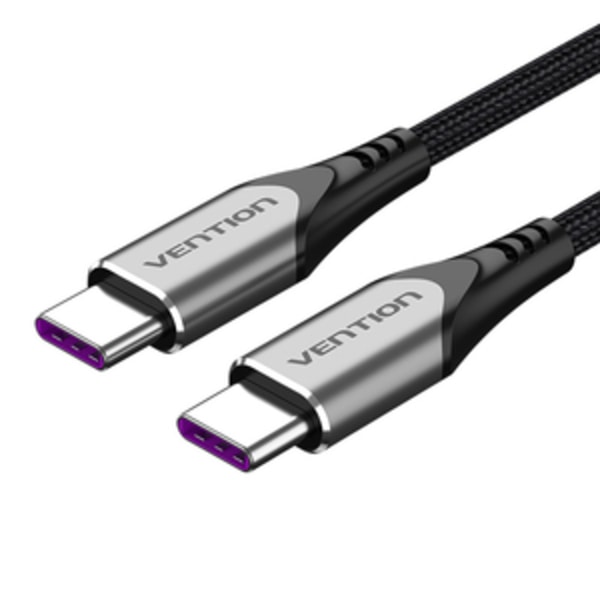 USB-C 2.0–USB-C kaapelituuletus TAEHG 1,5 m PD 100 W harmaa