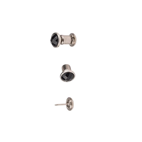 Usynlige Tryklåse, Flad Bagside Rhinestone Runde Knapper (10 stk.) Black Black