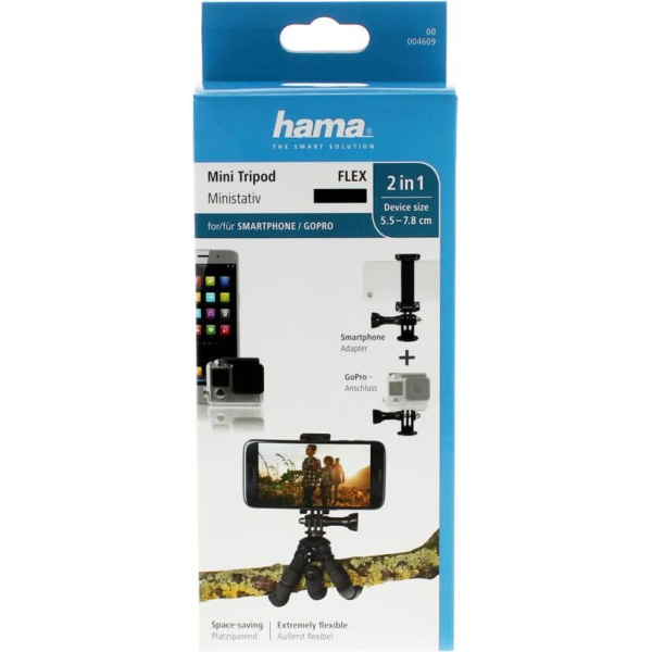 HAMA Bordsstativ Flex Smartphone & GoPro 14cm Svart