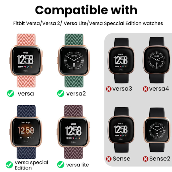 Fitbit Versa 2 Nylon kelloranneke Musta
