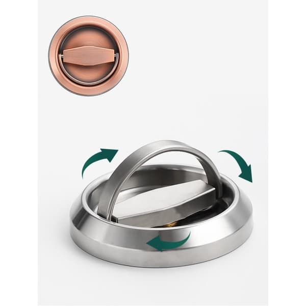 Dubbelsidigt infällt ringgrepplås – 304 rostfritt stål, dold roterande rund ring, passar dörrtjocklek 35-55mm Black Black