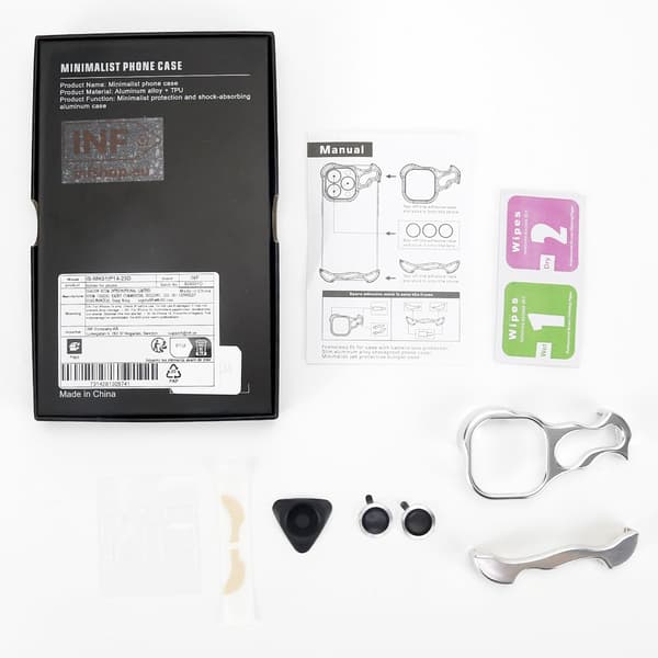 Unikt metallramsfodral + linsskydd för iPhone 14 - Silver