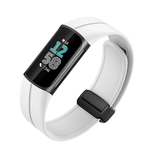 Silikonarmband med magnetiskt spänne för Fitbit Charge 5/6 Vit