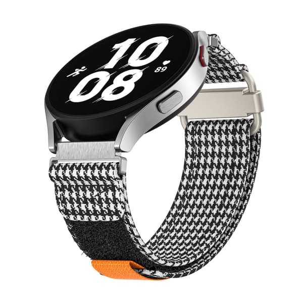 20 mm lærredsurrem til Samsung Galaxy Watch Active 1/2, Galaxy Watch 4 Black+White Black+White