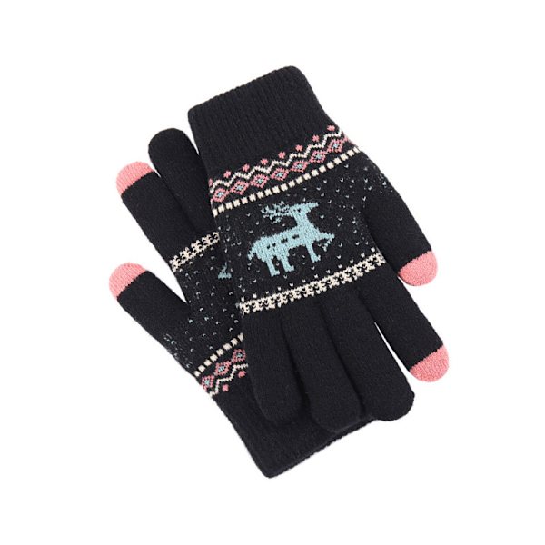Stickade Handskar - Dubbelfodrade med Polarfleece Svart