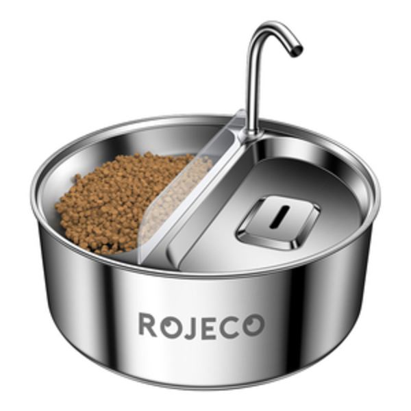 Rostfritt stål Djurvattenfontän & matare 2in1 3,2l Rojeco