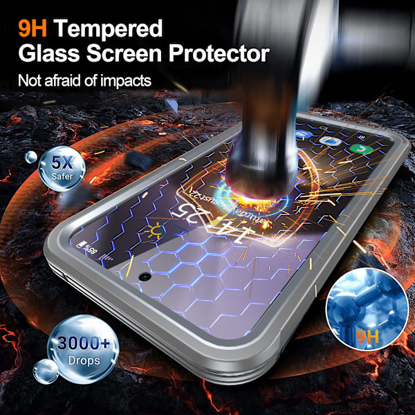 Samsung Galaxy S24 FE Cover, 9H Hærdet Glas Bagside Grå