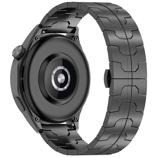 Titanium klockarmband för 22 mm Smartwatch Fjärilslås Svart