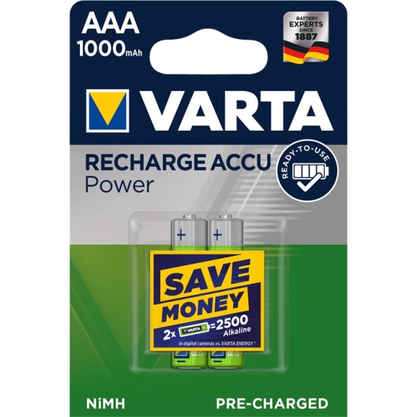 Varta AAA (Micro)/HR03 (5703) laddningsbart batteri - 1000 mAh,