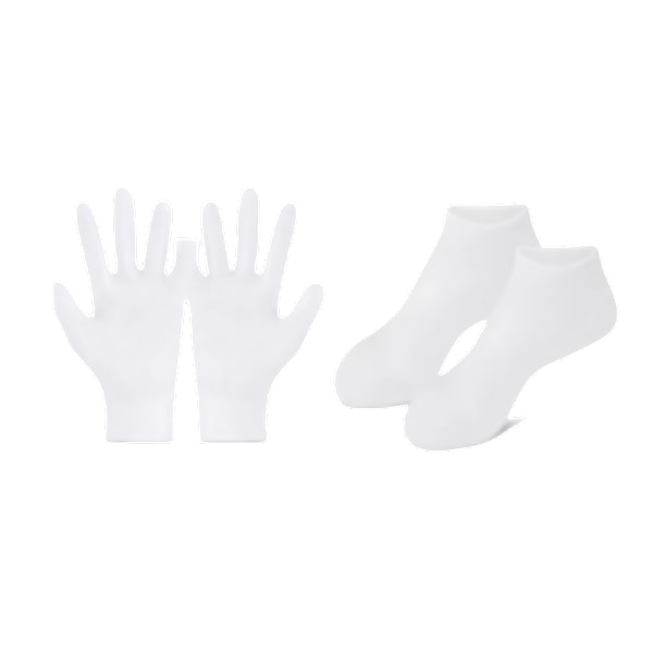 Silikon Moisturizing Gel Strumpor och Handskar Set Vit