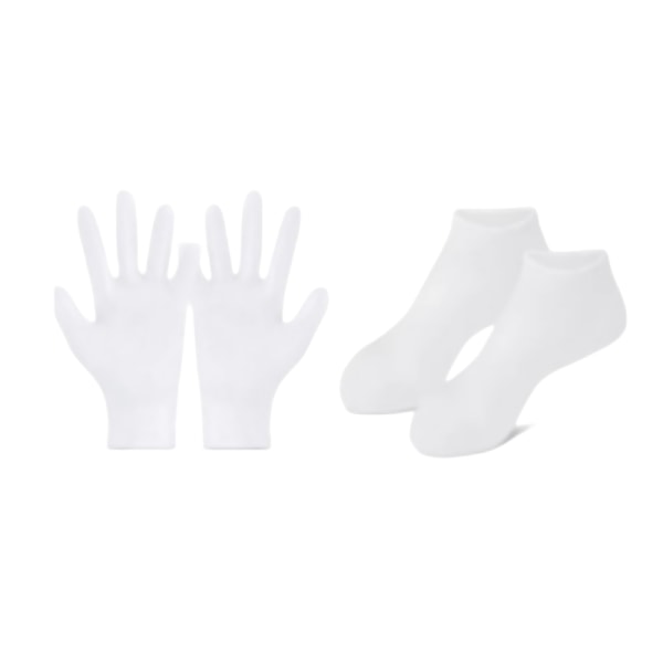 Silikone Moisturizing Gel Sokker og Handsker Sæt Hvid