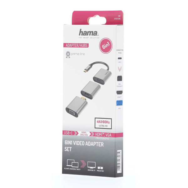 HAMA Video Adapter Set 6in1 USB-C Mini-DisplayPort HDMI VGA