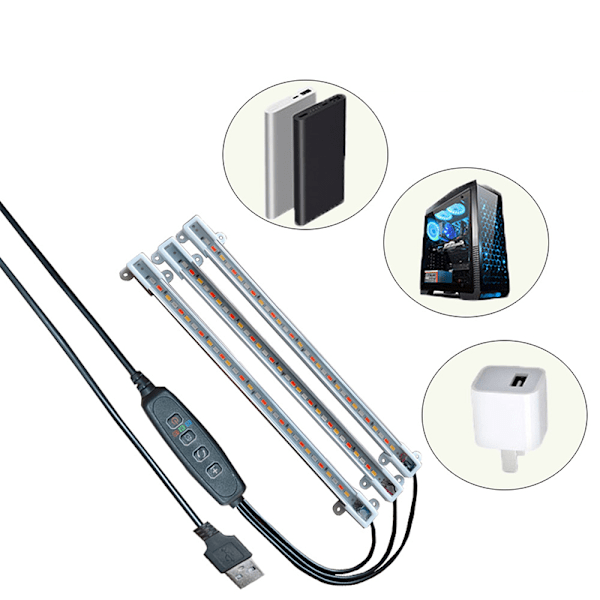 Växtlampa med stativ, 5-armad USB-driven LED-växtlampa (adapter ingår ej)