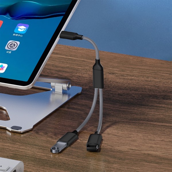 Typ-C till Dual USB 2.0-Adapter Svart