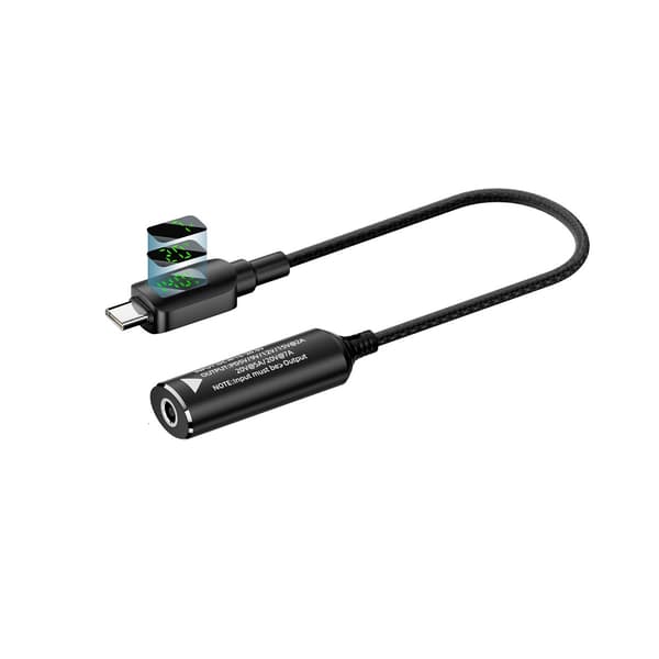 140W DC 5.5x2.1mm - Type-C -sovitin digitaalinäytöllä - Virransyöttömuunnin