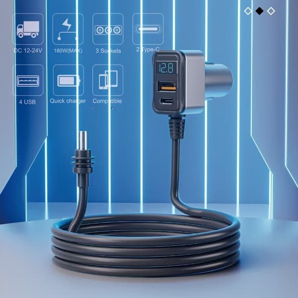 TR-69S Bil Cigarettænder Adapter med Digital Display