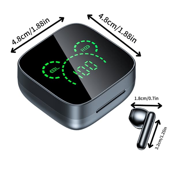 Sort Bluetooth 5.3 TWS Trådløse Ørepropper - Lav Latens, Støjreduktion, Kompatibel med Android, iOS, Windows