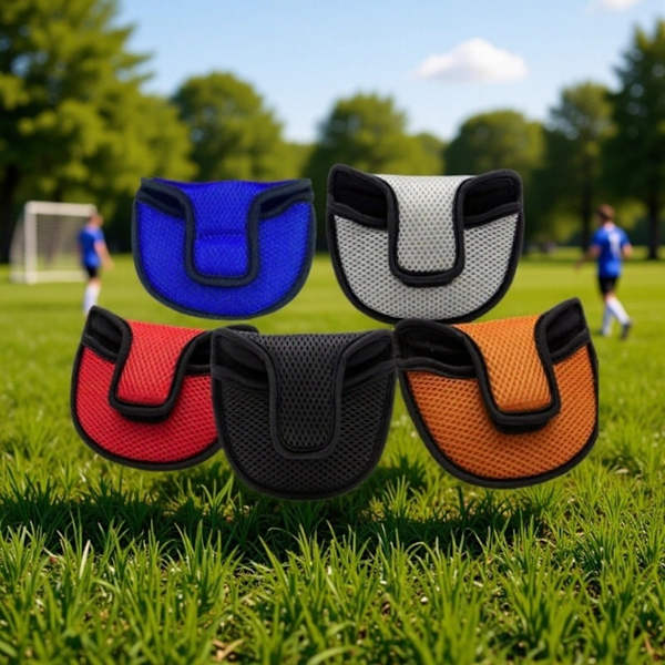Mesh Semicircle Golf Putter Head Cover - Breathable Nylon Mesh Putter Protector Orange Orange