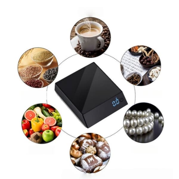 Præcis pour-over kaffevægt 500g/0.01g med timer, LED-display og USB-C genopladelig