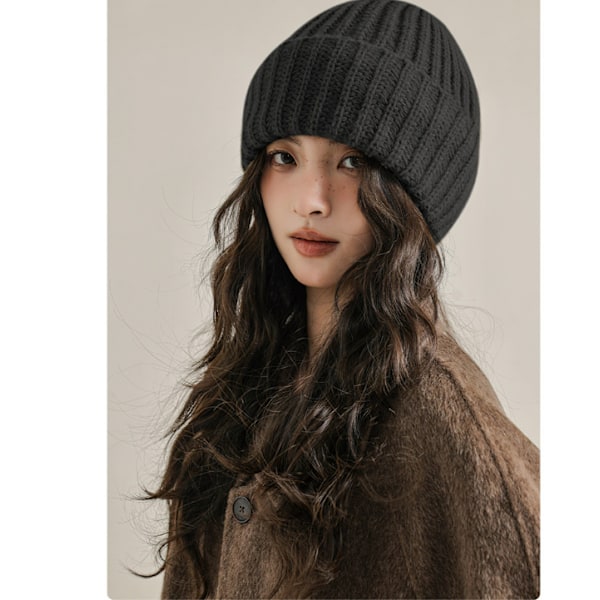 To-i-en Stablet Beanie Hat Kvinders Sort