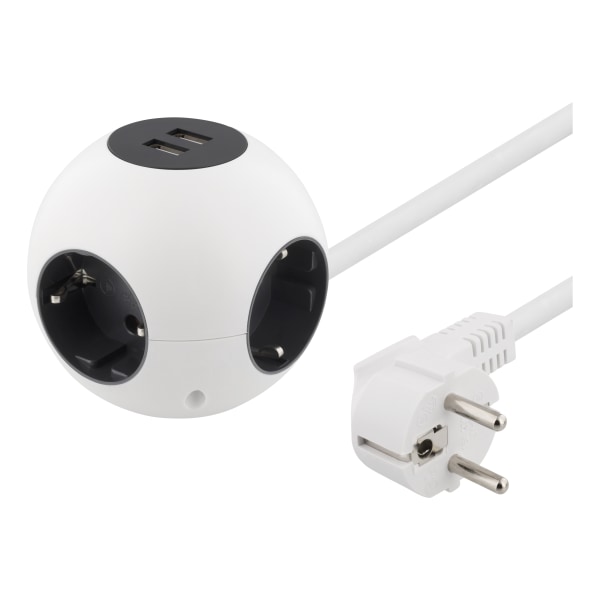 Power globe, 2xUSB-A 2.1A, 4xCEE 7/3, 1xCEE 7/7, white