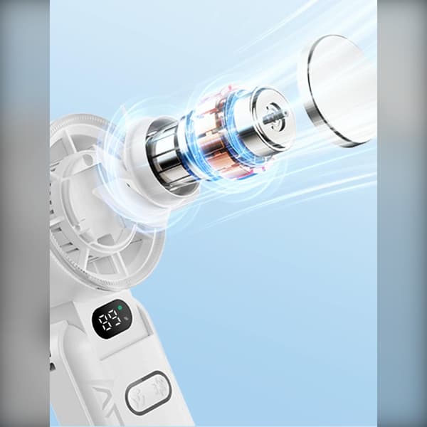 sammenfoldelig køleventilator 3600mAh genopladelig køling til rejse og pendling iskompression, 135° foldbar, LED-display, halsbåret handsfree White White