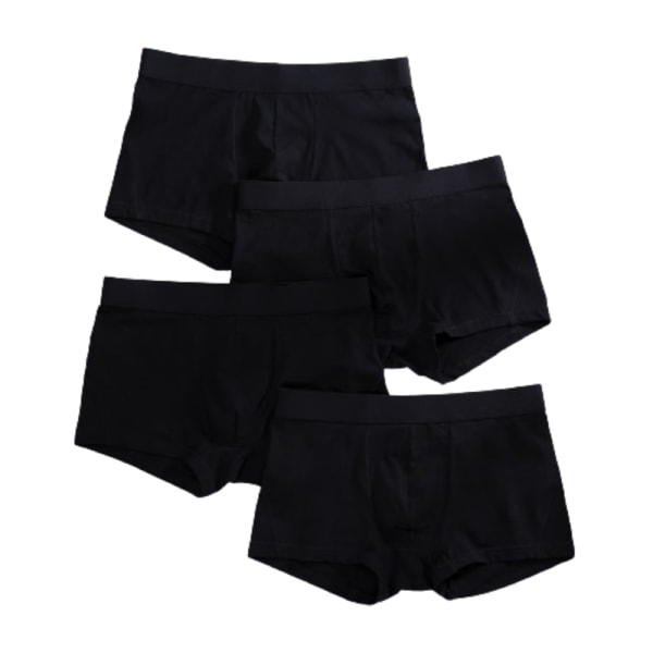 Mænds bomuldsboksershorts Bløde åndbare underbukser 4-pak Sort XL
