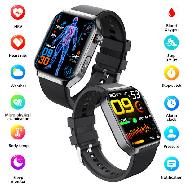 F700 Smartwatch: Avanceret sundhedsovervågning og fitness Sort
