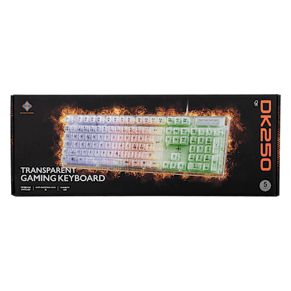 DK250 Membrane keyboard in transparent design, Rainbow LED Läpinäkyvä