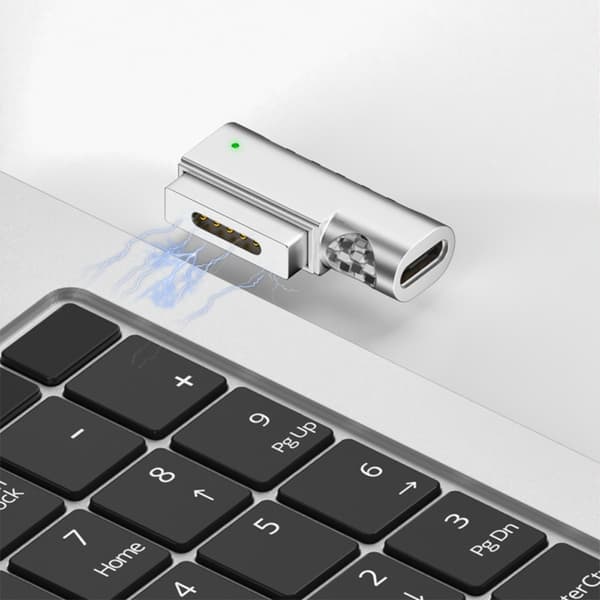 TYPE-C hon till MagSafe 2-adapter kompatibelt med Apple MacBook, zinklegering sidovinkel, aluminiumlegering, silver, PD-trigger-chip