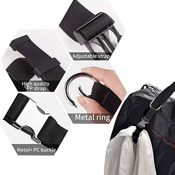 2-pack Svarta Krokband i Zinklegering Karbinhake S