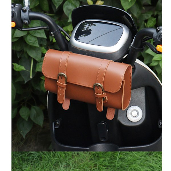 Vintage Scooter Styr Taske, Vandtæt PU Læder Opbevaringspose