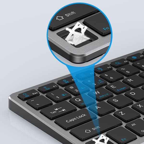 3-mode genopladeligt tastatur og mus sæt – fleksibel forbindelse til kontor og hjem, scissor-switch, kompatibel med Windows/Mac/iOS/Android