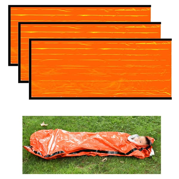 3-pack Räddningsfilt sovsäck för nödsituationer 210×91 cm Orange