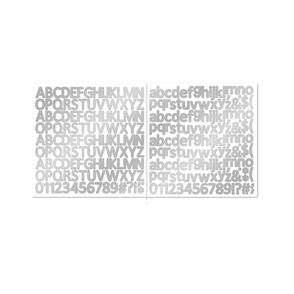 5 ark 0,5 tommer sølv Script Alphabet Stickers Dristig