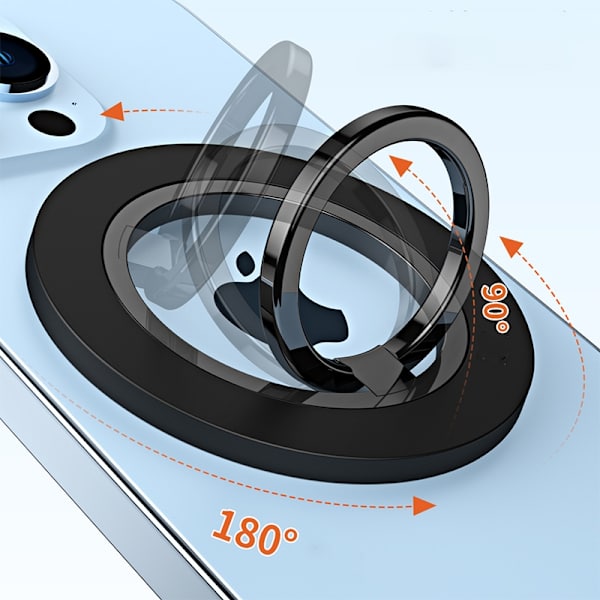 Magnetisk telefonringhållare för iPhone 12/13/14/15 Svart silver