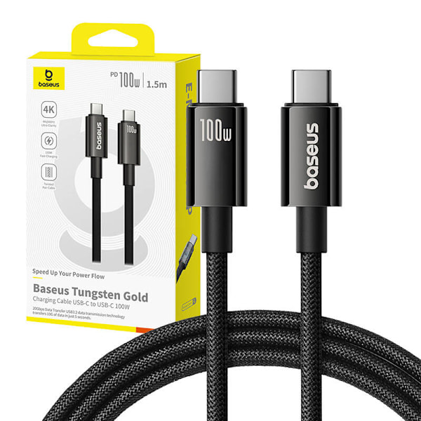 Baseus-kabel USB Tungsten Gold USB-C till USB-C 100W 1,5m (svart)