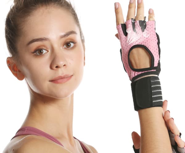 Träningshandskar med handledsstöd Pink M Pink M