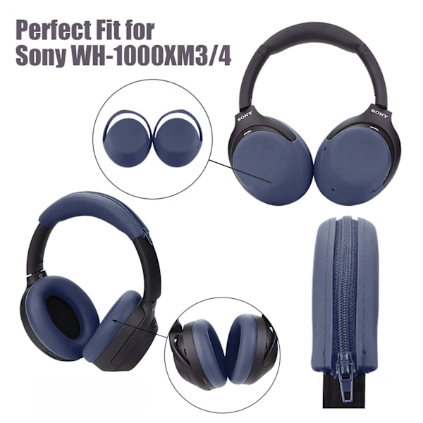 Ørepuder, pandebånd og ørepuder til SONY WH-1000XM3/4 Blå